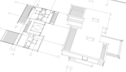 house building sketch architecture 3d illustration