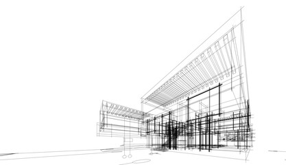 house building sketch architecture 3d illustration