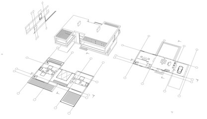house building sketch architecture 3d illustration