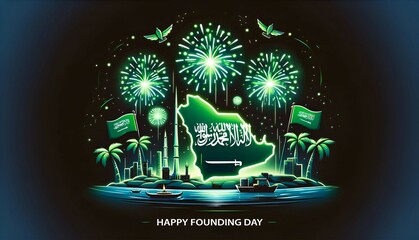 Illustration in flat style celebrating saudi arabia founding day.