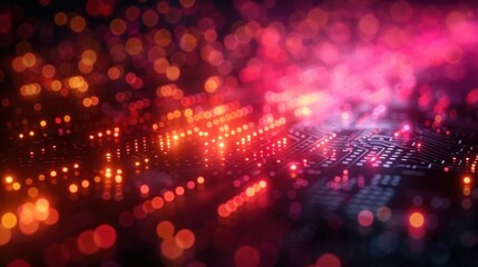 a close up of a computer keyboard with a lot of blurry lights on the top and bottom of it.