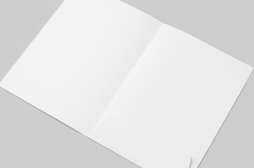 White paper file folder mockup., inside closeup.