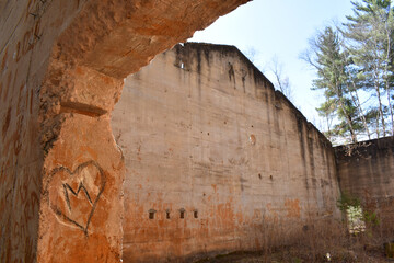 Banning State Park, Sandstone, Minnesota 4-17-2021 - Carvings in ruins of building at Banning State...