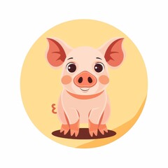Obraz na płótnie Canvas illustration of an adorable pig in a flat logo design