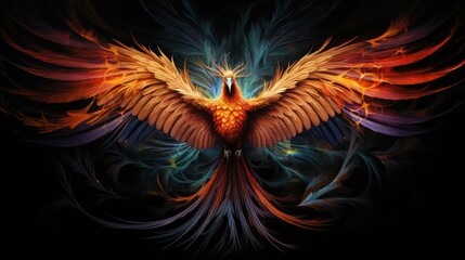 fire rising phoenix - obrazy, fototapety, plakaty