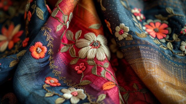 The intricate embroidery of a traditional garment, a tapestry of culture and heritage woven into threads