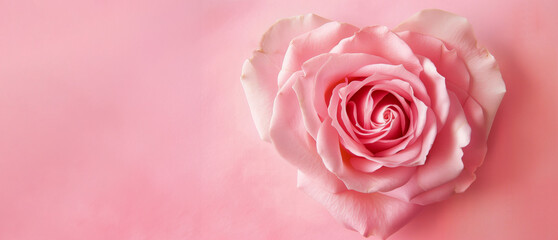 Delicate Bloom: A Perfect Rose Heart on a Soft Pink Canvas