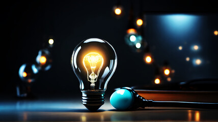 Quick tips for smart creative. light bulb and idea checking icon inside magnifier glass, working Creativity, growth and success development, light bulb and idea checking concept.