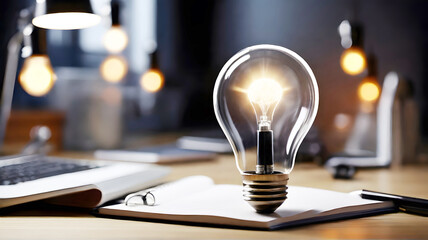 Quick tips for smart creative. light bulb and idea checking icon inside magnifier glass, working Creativity, growth and success development, light bulb and idea checking concept.