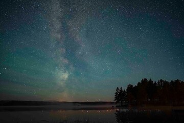milkyway over a lake in Sweden