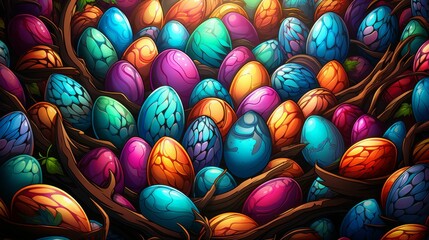Fototapeta na wymiar Colorful Eggs Painting