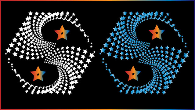 The vector dotted spiral vortex graphic is a visually interesting and complex image. The use of color, movement, and text all contribute to its overall effect. 