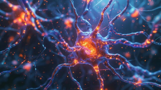 A 3D model illustrating the progression of multiple sclerosis showing the destruction of myelin in the central nervous system and potential treatments.