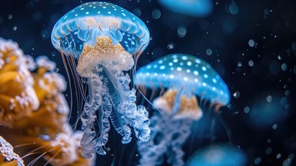 beautiful turquoise colored jellyfish