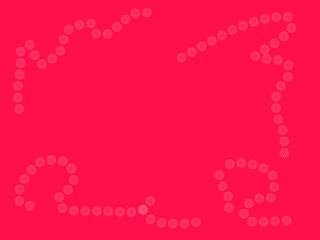 Bright pinkish red background with flowers around edge with free space . High quality illustration