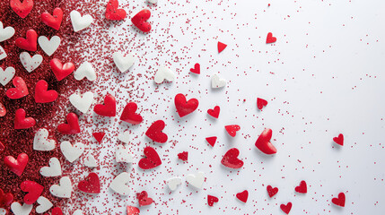 Red and White Hearts on a White Background