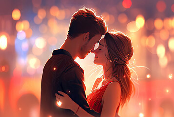 A Man and a Woman Standing Together on Valentines Day