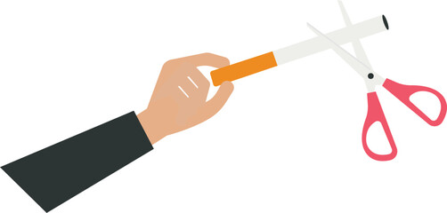 Businessman using a scissor cut a cigarette and Quitting Smoking for injurious for health concept, 
 - obrazy, fototapety, plakaty