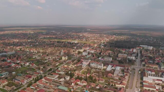 Aerial View of Small Suburban Town of Temerin