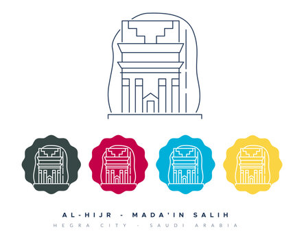 Al-Hijr Madain Saleh - Hegra , Saudi Arabia  - Stock Illustration