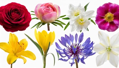 spring collection of flowers rose crocus hyacinth aster lily eremurus poppy phlox tulip daffodil...