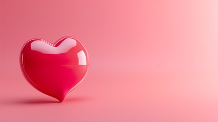 Red Heart icon On Pink Background. Color Image