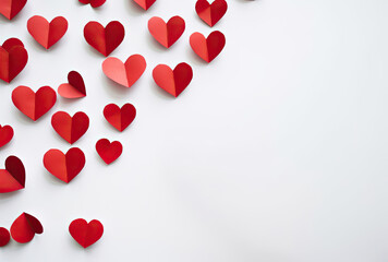 A Bunch of Red Paper Hearts on a White Background