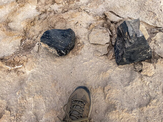 Obsidian Rocks on the Shore of the Salton Sea found at Obsidian Butte in Indio