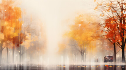 Autumn forest blurred motion background / soft yellow nature landscape in autumn park,,
Background wet glass drops autumn in the park / view of the landscape in the autumn park from a wet window, the
