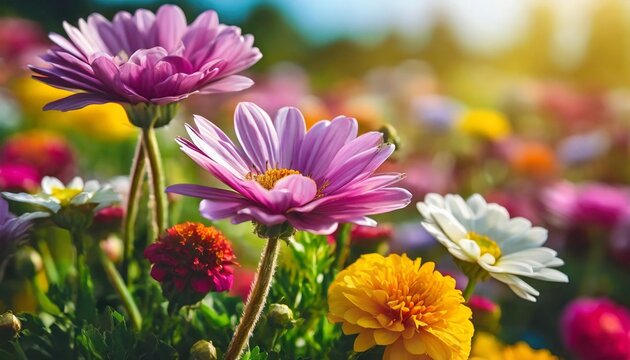 colorful flowers hd 8k wallpaper stock photographic image
