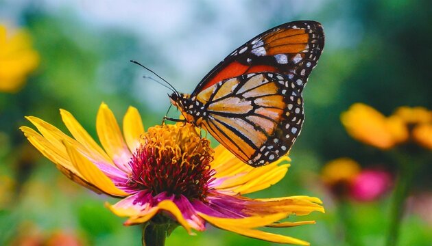 butterfly on flower hd 8k wallpaper stock photographic image