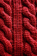 Closeup of a magenta knitted textile with intricate pattern