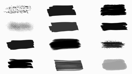 Set of vector paint brush stroke. Dirty watercolor texture, grunge background for social media. Brush highlight elements note underline. Vector