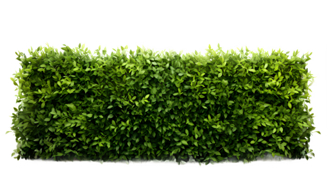 lush green hedge trimmed neatly on transparent background