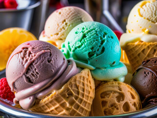Vivid color ice-cream in colorful-party like composition