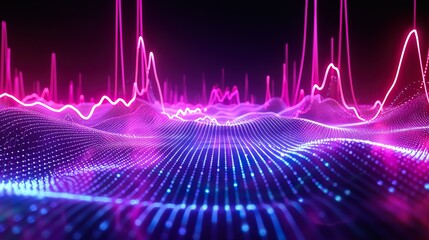 ultraviolet spectrum, blue violet neon lights, laser show, night club, equalizer, abstract fluorescent background, optical illusion, virtual reality, physics concept, physics lab, science background