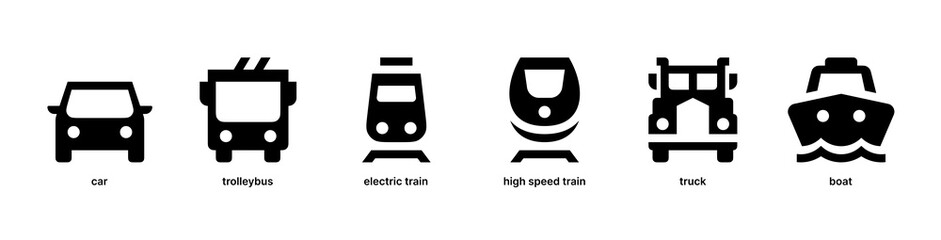 Vehicles and Transport Front View icon pack