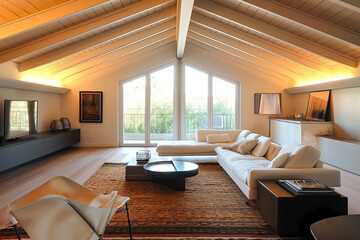 Modern attic with stylish and functional living space that has been designed to make the most of...