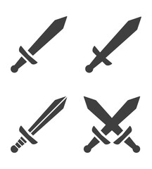 Sword set. Flat vector illustration. White background.