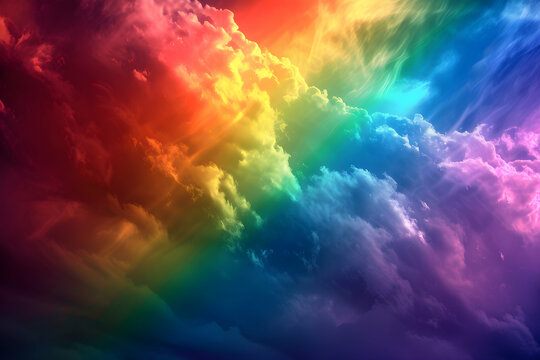 abstract colorful background with rainbow colored clouds