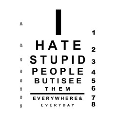 I hate stupid people eye chart - obrazy, fototapety, plakaty