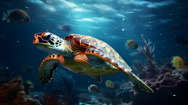 green sea turtle swimming,,
Great turtle HD 8K wallpaper Stock Photographic Image
