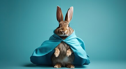 Cute bunny dressed as a superhero.