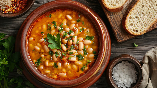 Fasolada - Traditional Greek Bean Soup Delight Photo