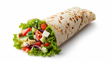 Fresh and Crispy Greek Salad Pita Wrap Snapshot Image