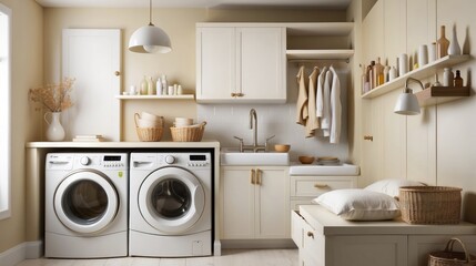 A beautiful laundry room design with a small space
