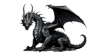 Black dragon isolated on transparent white background