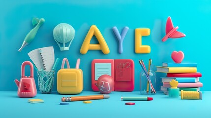 Education concept collection of items minimalist background - Powered by Adobe