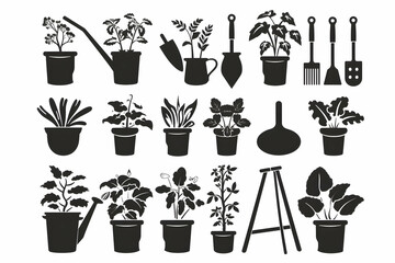 set of gardening icons