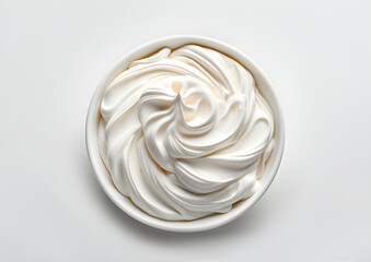 Bowl of sour cream top view. Copy space. Image for website, menu